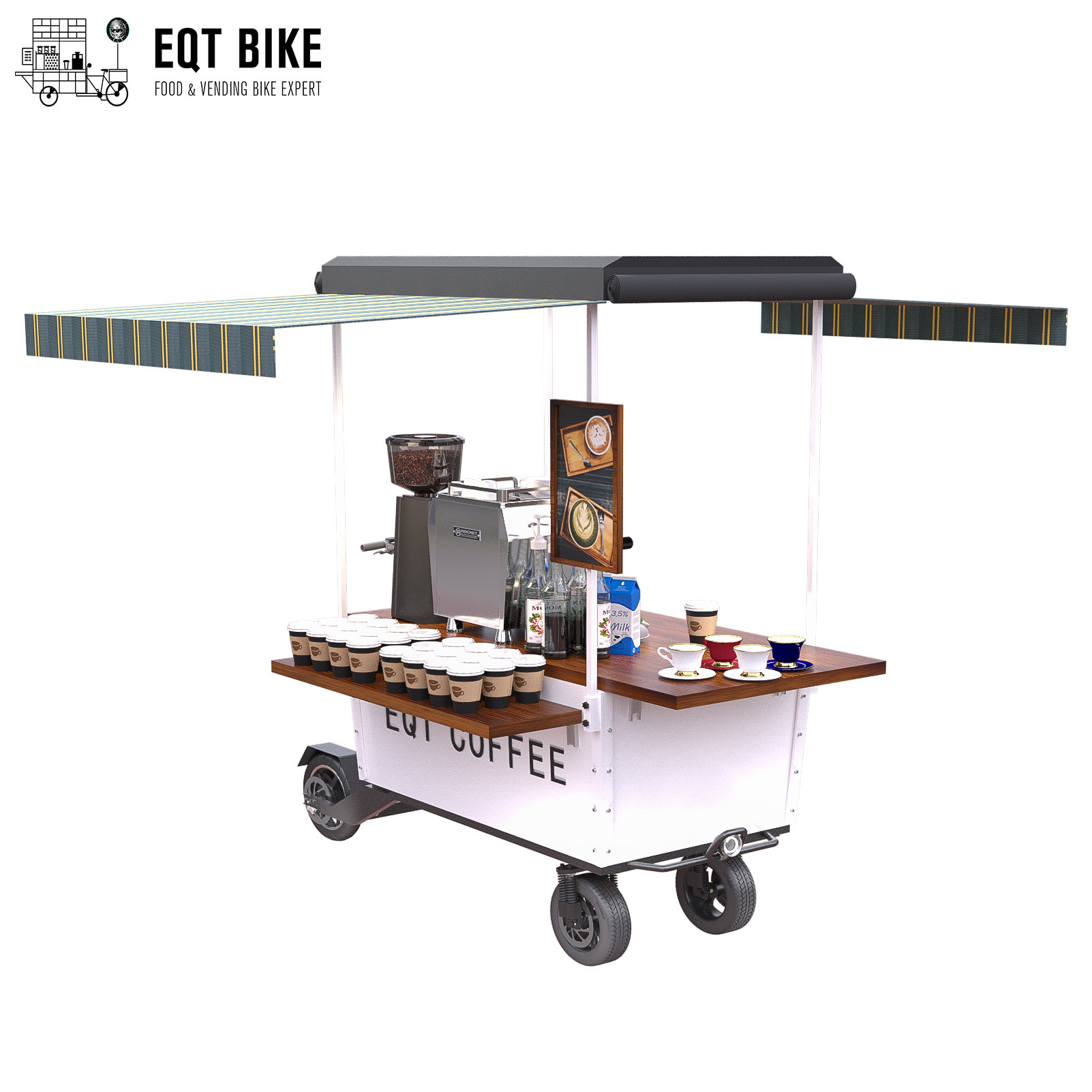 이동할 수 있는 커피 자전거를 입히는 옥외 커피 손수레 분말을 판매하는 4개의 바퀴