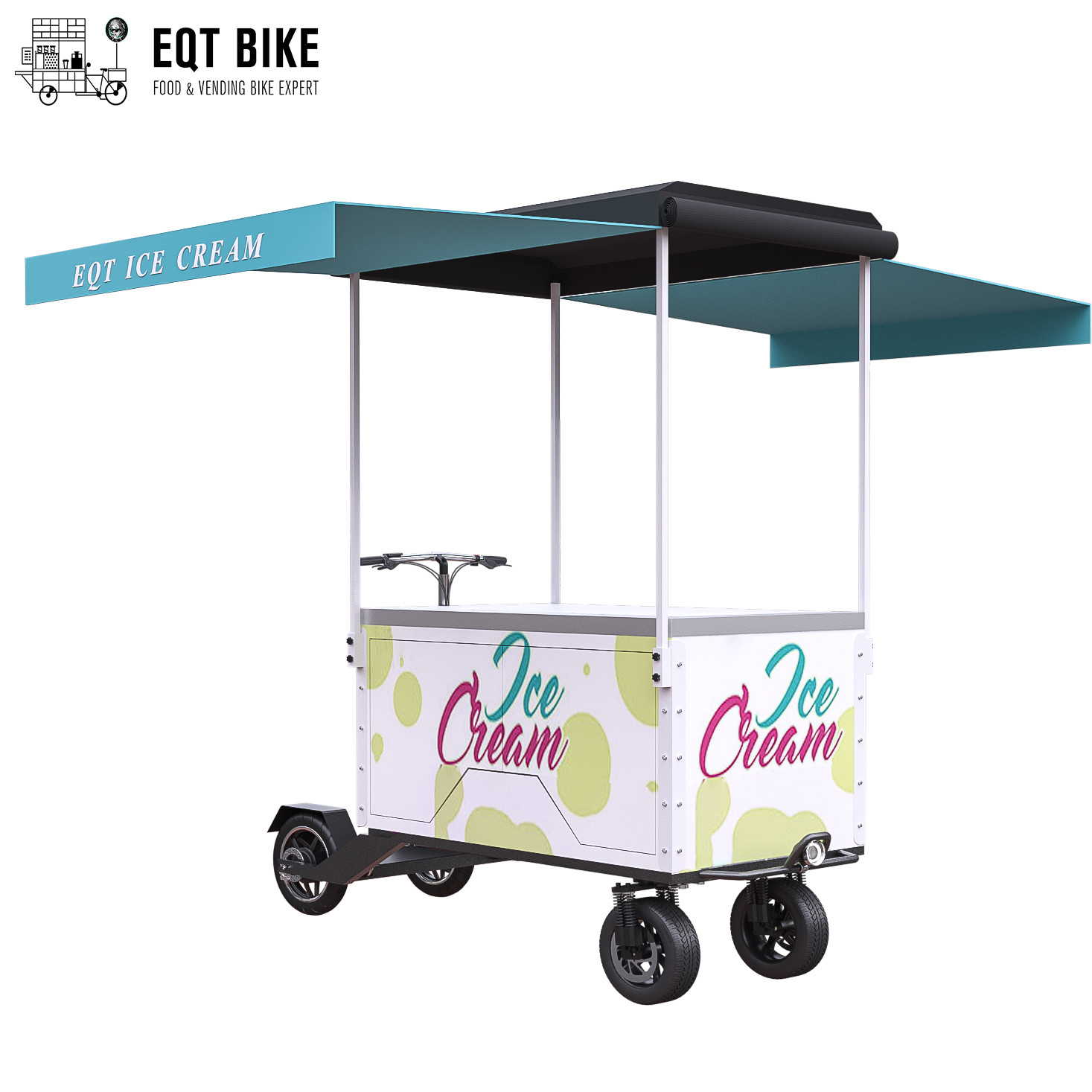 냉각 음료 정면 하중 기업 자전거를 위한 EQT 전기적 스쿠터 아이스크림 자전거 카트 배터리 서포트 카고 바이크